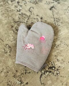 きのうみたピンクの夢のミトン　刺繍・刺し子　鍋つかみ