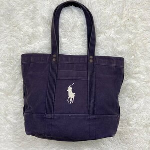 1円～　A-8　80　POLO RALPH LAUREN　ポロラルフローレン　トートバッグ　キャンバス　ポニー　ネイビー　