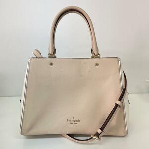 １円～ A-10 80 kate spade レザー 2way ハンドバッグ WKR00326　ベージュ　ショルダーバッグ