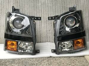 【美品】スズキワゴンR MH21S HID プロジェクターヘッドランプ 左右 黄ばみクリーニング済み ステー折れ無し メッキ上黒カッティングシート