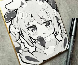 Art hand Auction Hand-drawn illustration Mofu Peko Hololive Usada Pekora * Analog * Shikishi * Original drawing, Comics, Anime Goods, Hand-drawn illustration