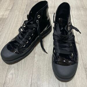  free shipping used Paul Smith is ikatto sneakers black enamel approximately 26.5cm