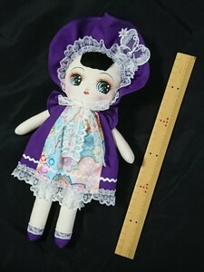  Showa Retro manner, handmade cultured person shape. hand made doll. purple color, black ., peace pattern, butterfly, white race. new goods.