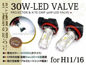 送料無料 H16 30W CREE/SAMSUNG HID級 LED フォグランプ 2球 ホワイト 白 デイライト