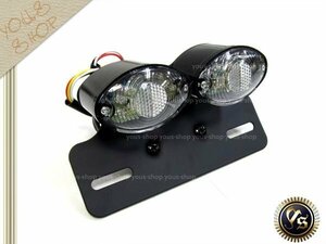 ズーマー スティード ウィンカー内蔵 クリア LED テールランプ キャッツアイ ナンバーステー付 一体型 バイク