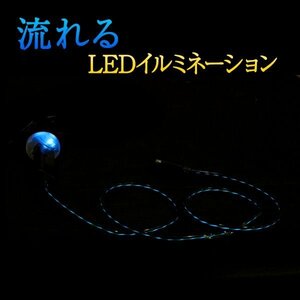 Б 【送料無料】 流れる LED ライト イルミネーション USB シガーソケット 充電器 12V/24V対応 車内装飾 シガーライター ソケット iPhone4