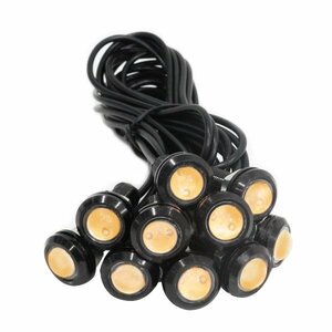 Б スポットライト LED イーグルアイ ピンク 10個セット 12V 高輝度 超小型 デイライト 18mm 防水仕様 フラッシュ ボルト 牛目