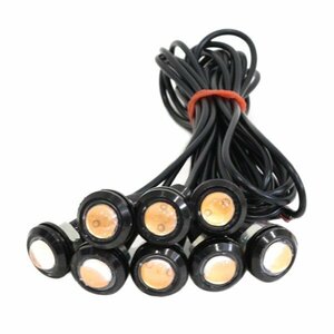 Б スポットライト LED イーグルアイ ピンク 8個セット 12V 高輝度 超小型 デイライト 18mm 防水仕様 常時点灯 ボルト 牛目