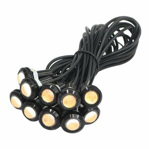 Б スポットライト LED イーグルアイ ピンク 10個セット 12V 高輝度 超小型 デイライト 18mm 防水仕様 常時点灯 ボルト 牛目