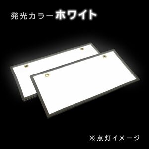 ю 極薄型 高輝度 字光式 LED ナンバー プレート ライト 全面発光 普通/軽自動車 12V 306mm×153mm 2枚 ホワイト イグナイター付き