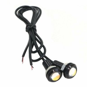 Б スポットライト LED イーグルアイ イエロー 2個セット 12V 高輝度 超小型 デイライト 18mm 防水仕様 常時点灯 ボルト 牛目