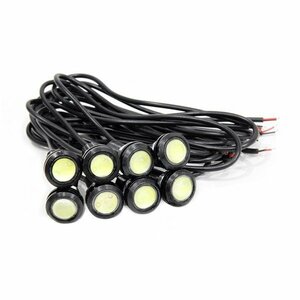 Б スポットライト LED イーグルアイ ホワイト 8個セット 12V 高輝度 超小型 デイライト 18mm 防水仕様 フラッシュ ボルト 牛目