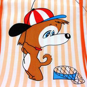 昭和レトロポップ暖簾 犬ファンシーのれんオレンジ 当時物、未使用品デッドストック品／わんちゃんドッグの画像4