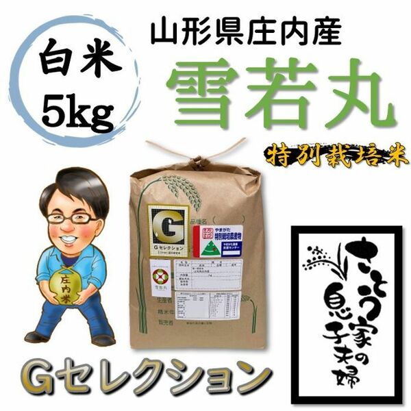 山形県庄内産　雪若丸　白米5kg　Ｇセレクション　特別栽培米