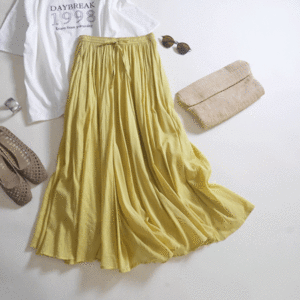  новый товар # craft стандартный btik# Индия хлопок Boyle юбка в сборку желтый! нежный удобный! мягкий flair Silhouette!