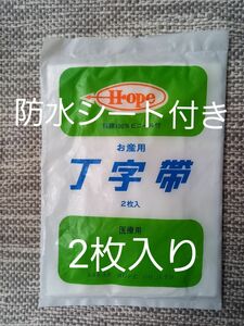 お産用　Ｔ字帯２枚入　綿100％　防水ビニールシーツ付き　医療用　ＨＯＰＥ　栄ホープ　新品未開封