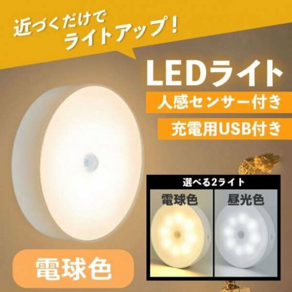 センサーライト 室内 人感 LED 廊下 天井 USB 明暗 暖色215a