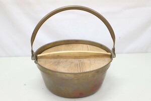  copper saucepan copper made saucepan tree cover attaching height = approximately 36.5cm calibre = approximately 33cm weight = approximately 1685g cookware (E3543)