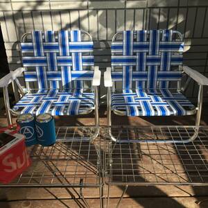 新品 [2脚] ローチェア アルミ製 軽量 デッドストック キャンプ アウトドア 折り畳み 椅子 イス プール 海 ガーデン 庭 ベランダ 