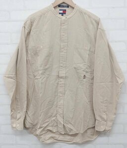 6T6779■トミーヒルフィガー 長袖千鳥格子チェックノーカラーシャツ TOMMY HILFIGER