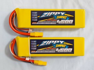 1円スタート ZIPPY リポバッテリー14.8V 4500mAh 35C 2本まとめて 使用極少