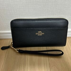 COACH コーチ F76517 IMBLK レディース 長財布 無地 ブラック 黒(COA-026) 長財布