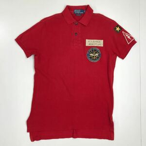 POLO RalphLauren ラルフローレン　半袖ポロシャツ　赤　ワッペン　メンズ　Sサイズ　35-126a