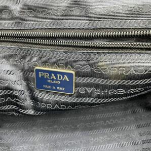 【PRADA】本革 レザー ハンドバッグ ステッチデザイン ネイビーの画像10