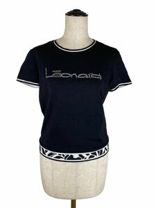 【LEONARD】半袖Tシャツ　ロゴ　ラインストーン　スパンコール　ブラック　M