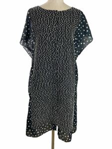 [HaaT ISSEY MIYAKE] chiffon dot pattern One-piece switch black 