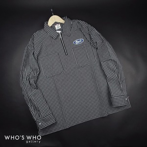 新品■WHO'S WHO gallery/COOPER FACT/ワッペンストライプハーフジップシャツ002/黒/【F】