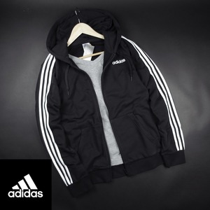 新品★adidas/アディダス/フレンチテリー スリーストライプス フルジップパーカーG91/102黒/XO【2XL】