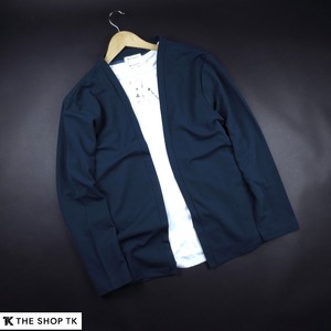  new goods * Takeo Kikuchi / cardigan T-shirt Layered set 250/092 navy blue /[M]