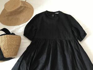 fog linen work リネンギャザーワンピース　黒　ハウエル　nestrobe イエナ　plage