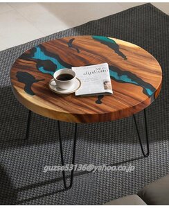 見逃せない！美品 円形テーブル 机 リバーテーブル 川の流れ ウッド リバー テーブル くるみの木 コーヒーテーブル