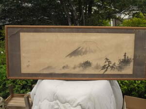 Art hand Auction 【A40510】扁額 富士山 安夫 ｢横121cmx高さ46cm｣詳細不明, 絵画, 日本画, 山水, 風月