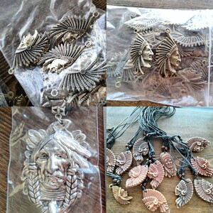  new goods Indian neitib motif necklace large amount set pendant top brooch Cowboy Indian Western accessory 