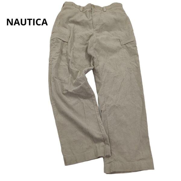 NAUTICAカーゴパンツコーデュロイアイボリーメンズ33×32　10