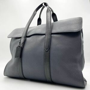 1 jpy COACH[ beautiful goods ] briefcase business bag metropolitan all leather Coach charm A4 PC document men's business commuting 