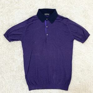 JOHN SMEDLEY 【シーアイランドコットン 美品】半袖 ポロシャツ Mサイズ ジョンスメドレー 紫 トップス ボーダー ビジネス 仕事 通勤