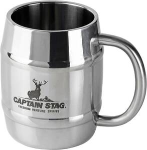 キャプテンスタッグ(CAPTAIN STAG) コップ マグカップ ビールジョッキ ダブルステンレス 樽型