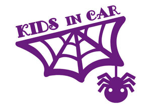 ★☆★キッズインカー KIDS IN CAR　子供が乗ってます ハロウィン 蜘蛛の巣 かわいいカッティングステッカー 紫 (c_r)♪ot