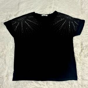 Linea Formica イタリアブランド ラインストーンTシャツ　ブラック　半袖 Tシャツ トップス カットソー リニアフォルミカ黒 