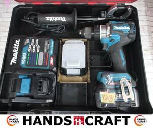 マキタ makita HP001GRDX 充電式ドライバドリル バッテリ40V 2.5Ah二個/充電器/ハンドル/ケース付き 中古美品 【ハンズクラフト宜野湾店】