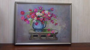 中古品☆作者不明☆Ａｉ.　Ｏｈｍｉｃｈｉ☆油絵☆油彩☆花☆５８．５ｃｍ×７８．５ｃｍ☆４０５Ｓ４－Ｊ１４５２２