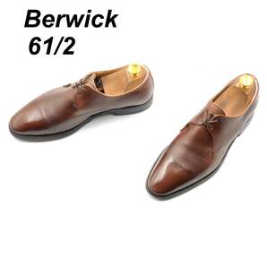 即決 Berwick バーウィック 24.5cm 6.5 1606 メンズ レザーシューズ プレーントゥ 外羽根 茶 ブラウン 革靴 皮靴 ビジネスシューズ