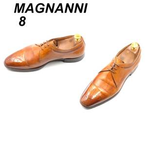 即決 MAGNANNI マグナーニ 26cm 8 20598 メンズ レザーシューズ プレーントゥ 外羽根 茶 ブラウン 革靴 皮靴 ビジネスシューズ