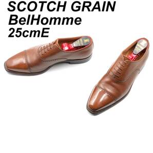 即決 SCOTCH GRAIN スコッチグレイン ベルオムマーブル 25cmE 756DBR メンズ レザーシューズ ストレートチップ 茶 ブラウン 革靴 皮靴