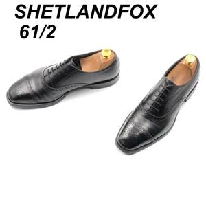 即決 SHETLANDFOX シェットランドフォックス 24.5cm 6.5 3084 メンズ レザーシューズ ストレートチップ 黒 ブラック 革靴 皮靴 ビジネス