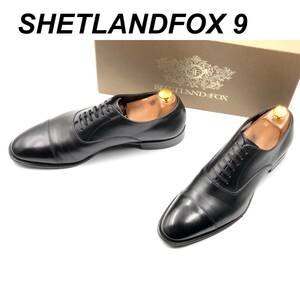 即決 SHETLANDFOX シェットランドフォックス 27cm 9 079F メンズ レザーシューズ ストレートチップ 黒 ブラック 箱付 革靴 皮靴 ビジネス
